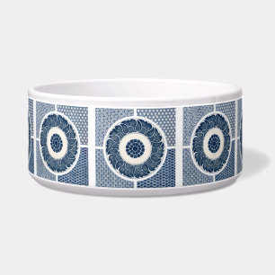 Comedero Patrón Antiguo de Porcelana Blanca y Azul Chino