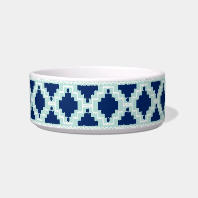 Comedero Patrón Azteca Ikat - Índigo y azul claro (Izquierda)
