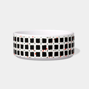 Comedero Patrón blanco rojo negro elegante
