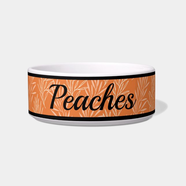 Comedero Patrón botánico de Naranja lindo Tazón de gato per (Frente)