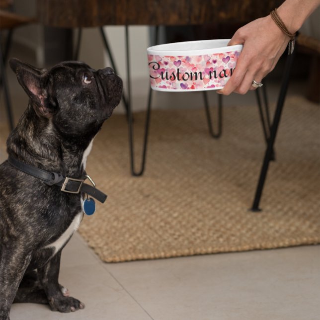 Comedero Patrón cardíaco personalizado Tazón de mascota (Custom Name Heart Pattern Bowl,
Personalized Watercolor Pet Bowl)
