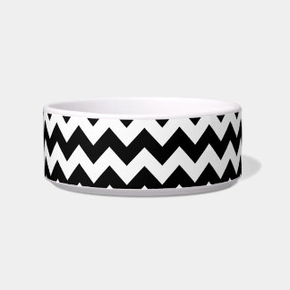 Comedero Patrón Chevron blanco y negro
