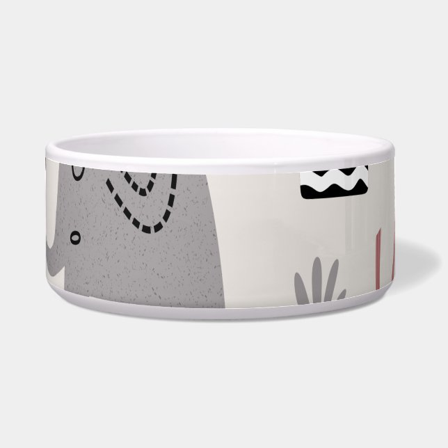 Comedero patrón con elefantes lindos y gigantes (Frente)