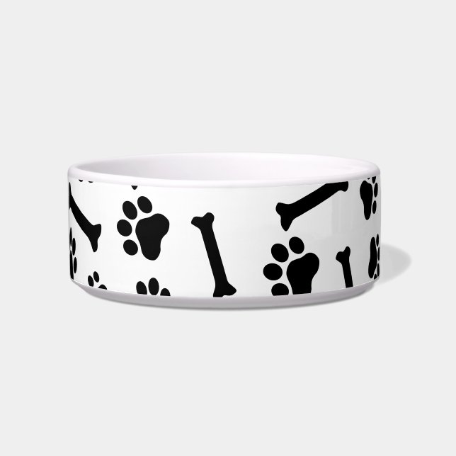 Comedero Patrón continuo de patas y huesos de perro - Blanc (Frente)