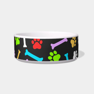 Comedero Patrón continuo de patas y huesos de perro colorid