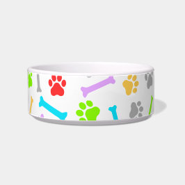 Comedero Patrón continuo de patas y huesos de perro colorid