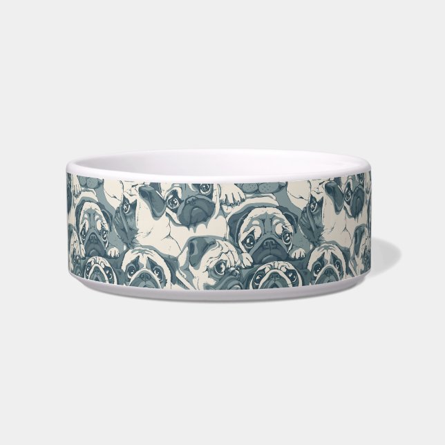 Comedero Patrón continuo de perro pug lindo (Frente)