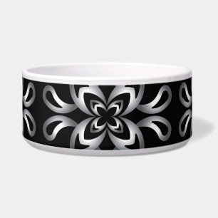 Comedero Patrón continuo en blanco y negro en un tazón