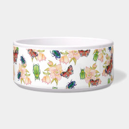 Comedero Patrón de acuarela de escarabajos y mariposas