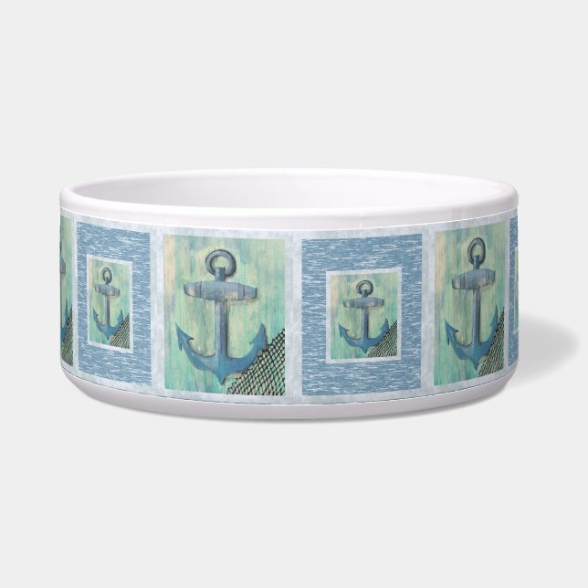 Comedero Patrón De Anclaje Náutico Tazón De Mascotas (Frente)