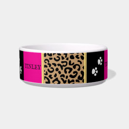 Comedero Patrón de Animal Leopardo con Negro y Rosa