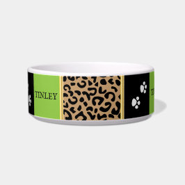 Comedero Patrón de Animal Leopardo con Verde Lima y Negro