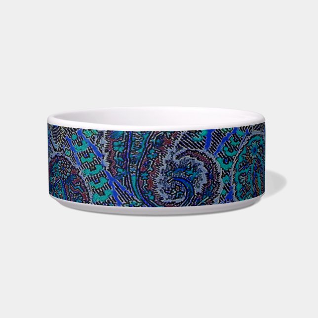 Comedero Patrón de arte del Boho indio azul Paisley (Frente)