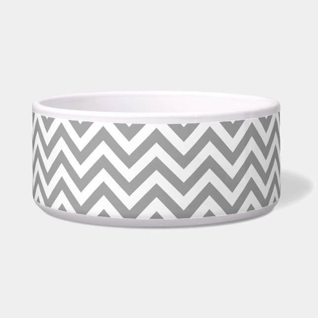 Comedero Patrón de Chevron ZigZag Grande Blanco Gris Oscuro (Frente)