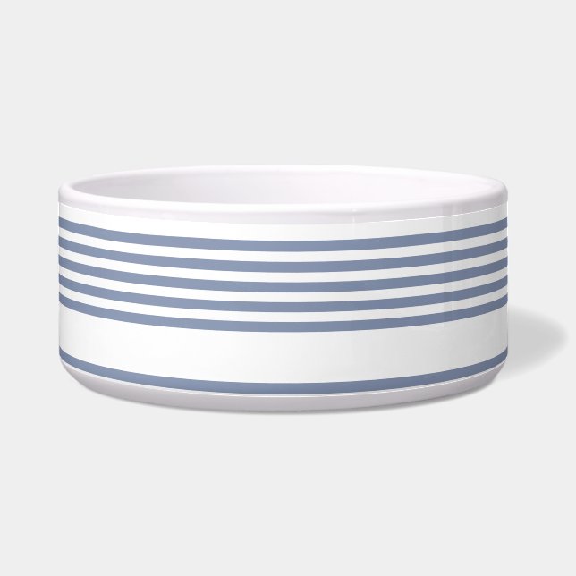 Comedero Patrón de cinco rayas azul-gris y blanco (Frente)