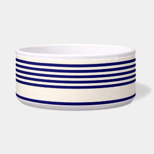 Comedero Patrón de cinco rayas azul marino y beige
