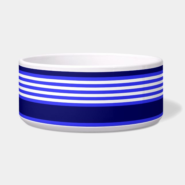 Comedero Patrón de cinco rayas azul y blanco (Frente)