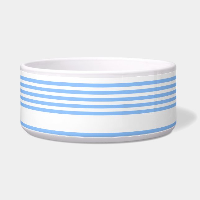 Comedero Patrón de cinco rayas azul y blanco (Frente)