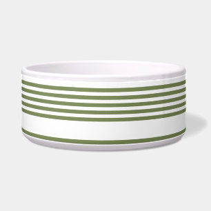 Comedero Patrón de cinco rayas de color verde oliva y blanc