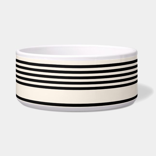 Comedero Patrón de cinco rayas negro y beige (Frente)