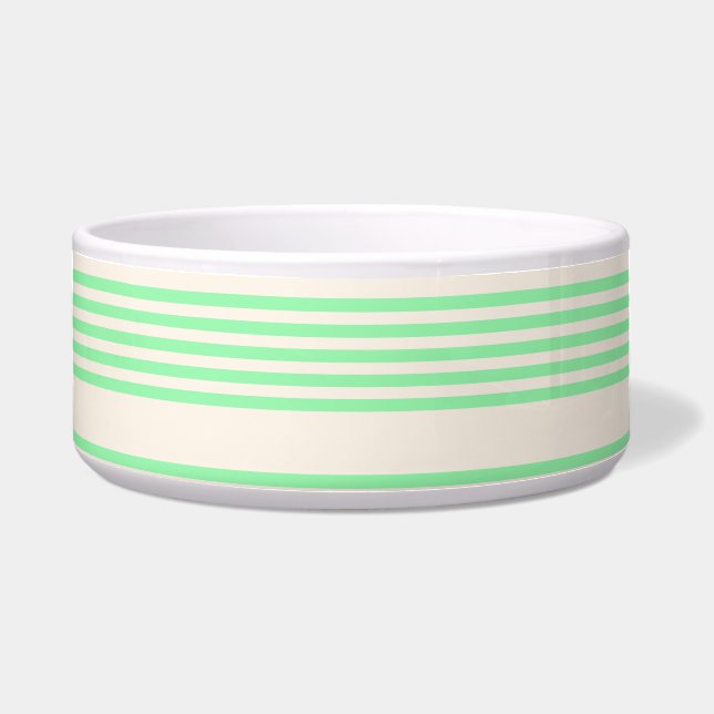 Comedero Patrón de cinco rayas verde y beige (Frente)