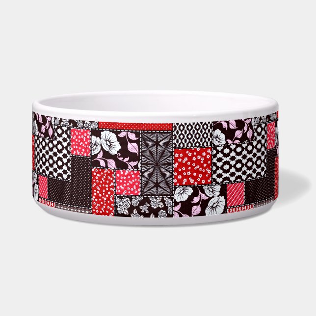 Comedero Patrón de colcha floral de patchwork retro (Frente)