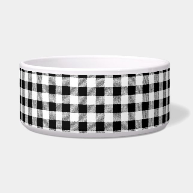 Comedero Patrón de comprobación de Gingham blanco y negro (Frente)