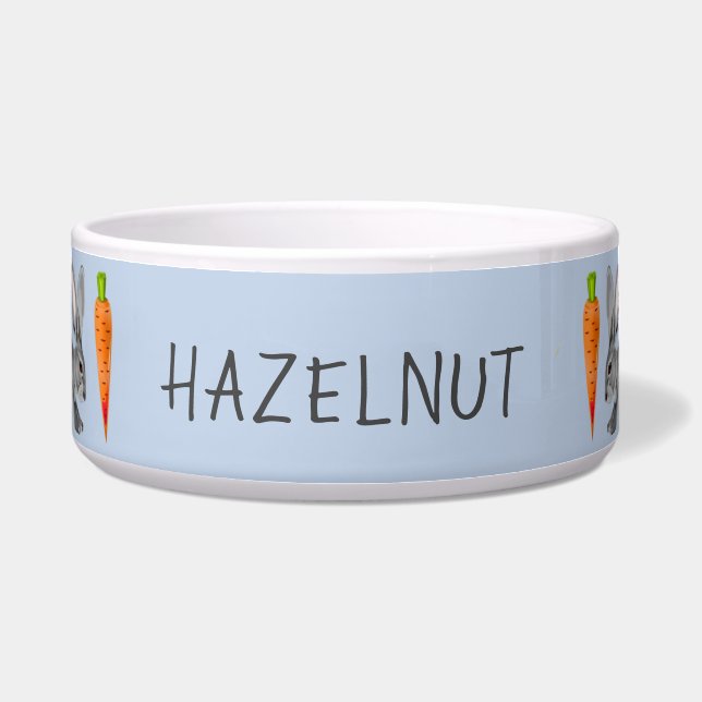 Comedero Patrón de conejo conejo conejo azul personalizado  (Frente)