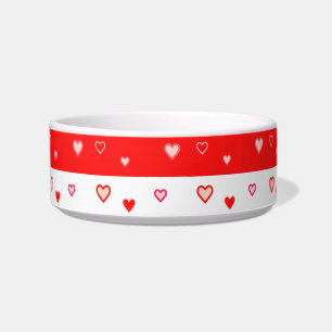 Comedero Patrón de Corazón Adorable en Rojo y Blanco