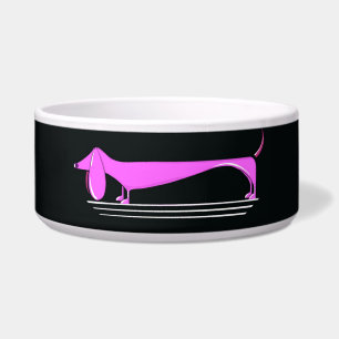 Comedero Patrón De Dachshund Rosa Tazón De Mascotas