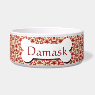 Comedero Patrón de Damasco rojo y crema