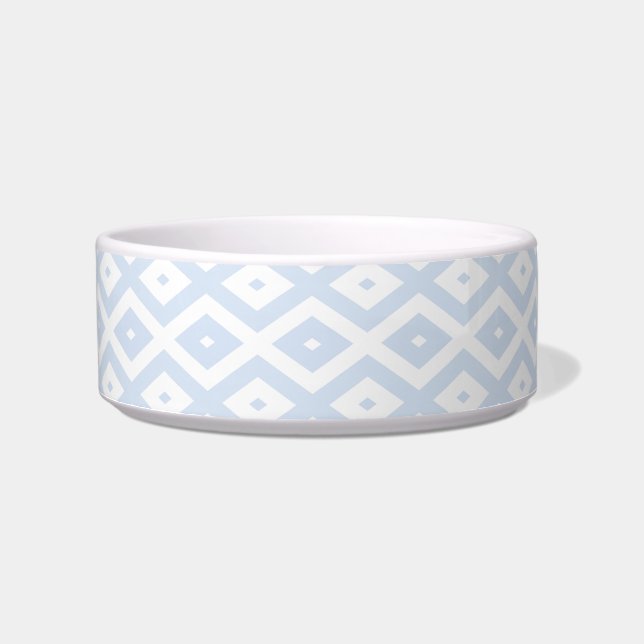 Comedero Patrón de diamante blanco y azul pálido (Frente)