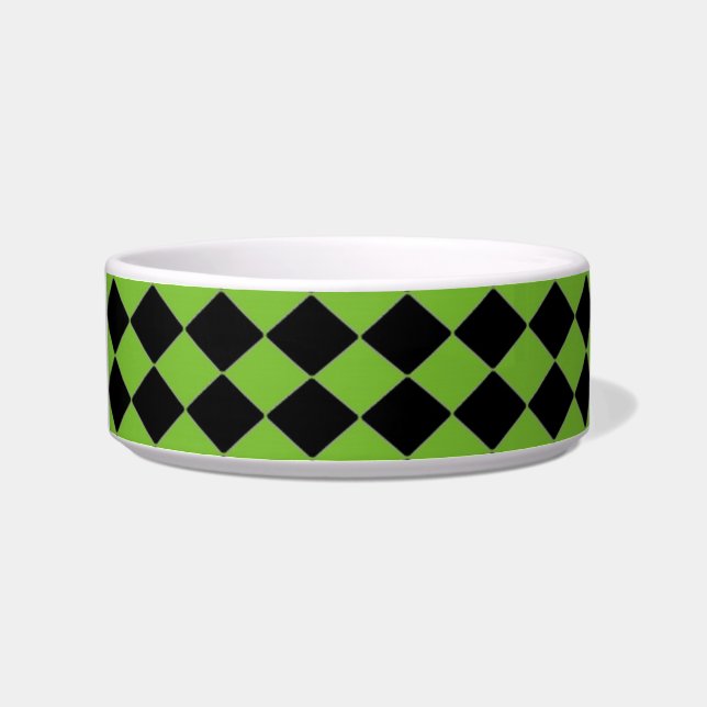 Comedero Patrón de diamante negro y verde (Izquierda)