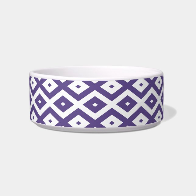 Comedero Patrón de diamante ultravioleta y blanco (Frente)