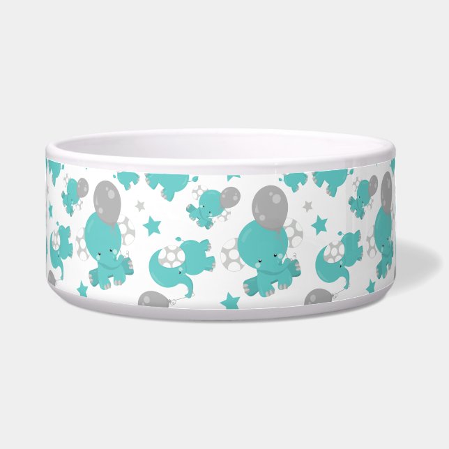 Comedero Patrón De Elefantes Azules, Elefantes Cutetos, Est (Frente)