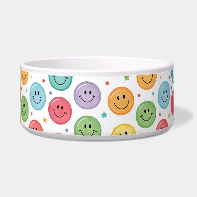 Comedero Patrón de Emoji Sonriente (Frente)