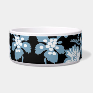 Comedero patrón de flora gris azul negro