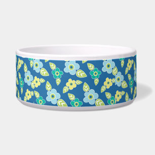 Comedero Patrón de flores azul retro