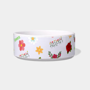 Comedero patrón de flores sobre gris