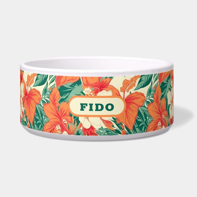 Comedero Patrón de flores tropicales vírgenes de Hawái (Frente)