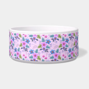 Comedero Patrón de flores violetas azul rosa floral
