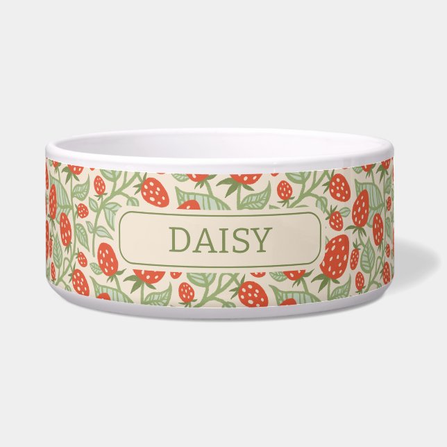 Comedero Patrón de fresa roja y hojas verdes (Frente)