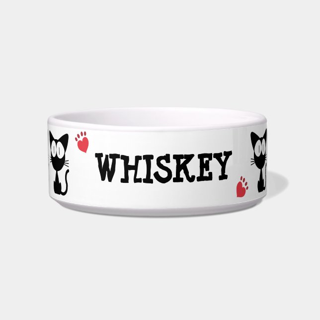 Comedero Patrón de gatitos negros y blancos graciosos (Frente)