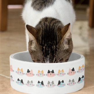 Comedero Patrón De Gato Gato Gatito Corto En Blanco