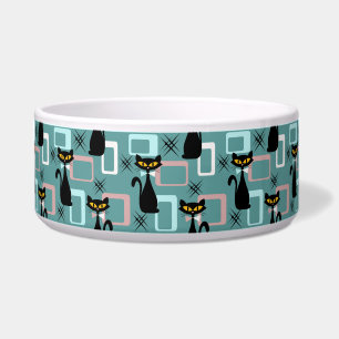 Comedero Patrón de gato negro de Mid Century