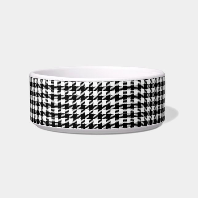 Comedero Patrón De Gingham Negro Y Blanco (Frente)