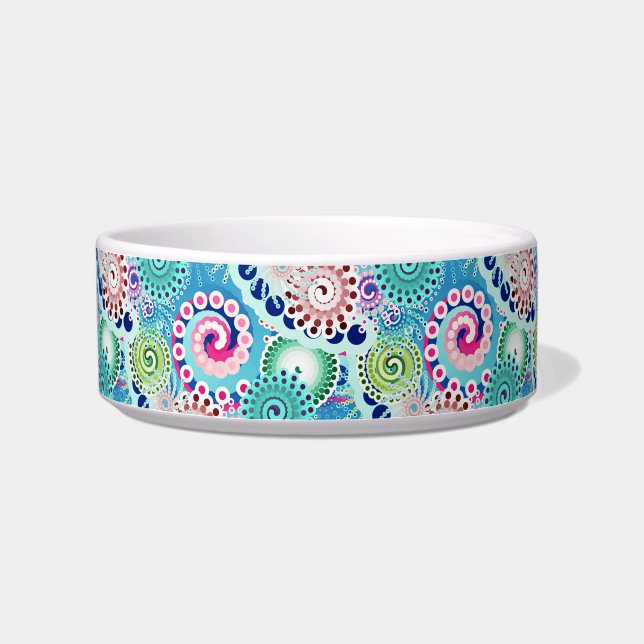 Comedero Patrón de giro fractal, turquesa, rosa, múltiple (Izquierda)
