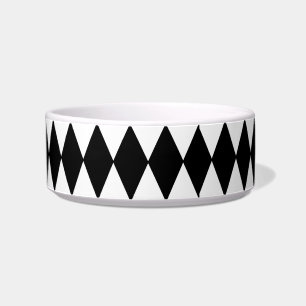 Comedero Patrón de Harlequin de Diamantes en blanco y negro