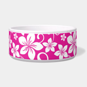 COMEDERO PATRÓN DE HAWÁI AZUL EN ROSA CALIENTE