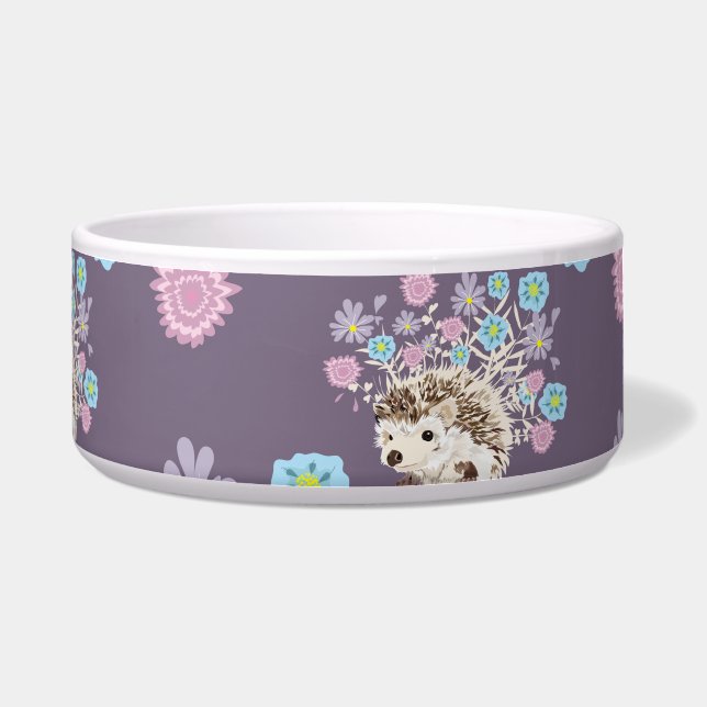 Comedero patrón de hedgehog y flores (Frente)